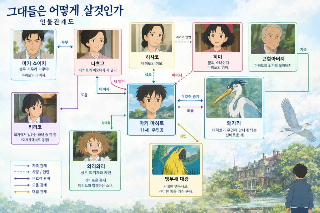 그대들은 어떻게 살 것인가 해석·미야자키 하야오의 일본 자화상 영화 줄거리 결말 리뷰 영화 그대들은 어떻게 살 것인가 인물관계도