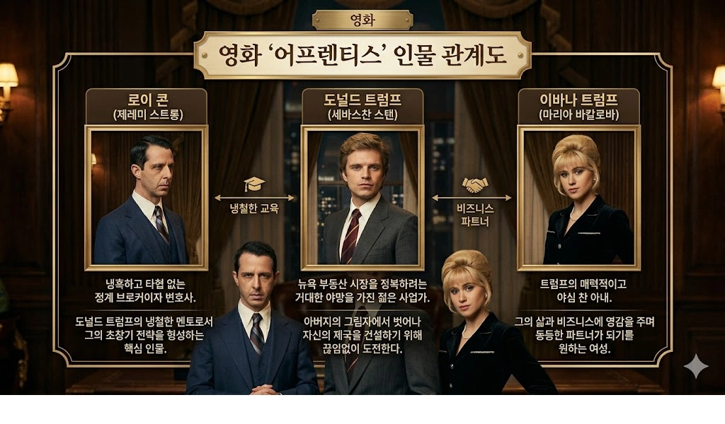 트럼프를 만든 로이 콘 영화 어프렌티스 결말 & 줄거리 관람평 영화 어프렌티스 인물관계도