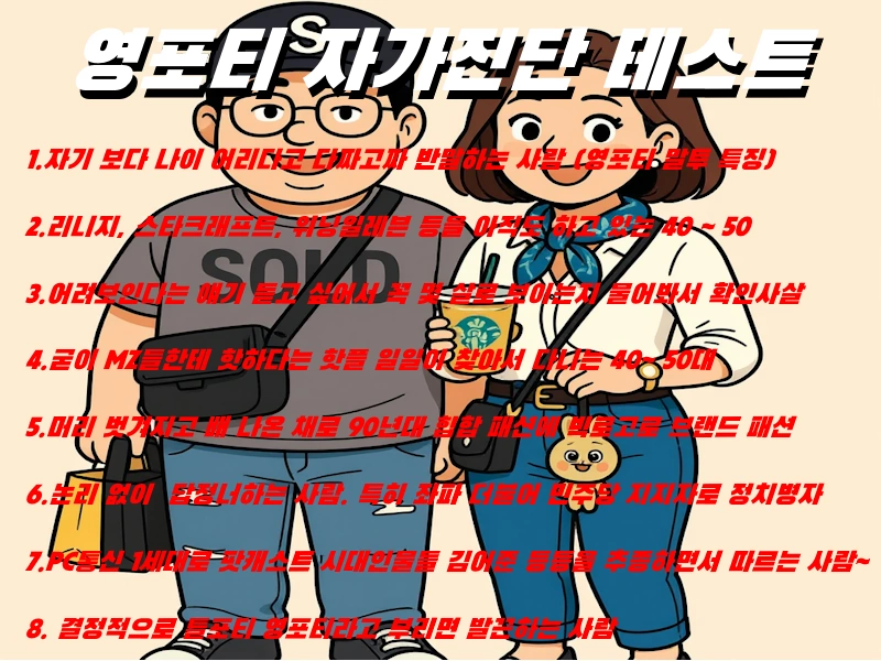 설마 나도 내로남불 꼰대 영포티 틀포티 뜻 특징 레전드 모음 (스윗 영포티 테스트 자가진단 좌파 말투)